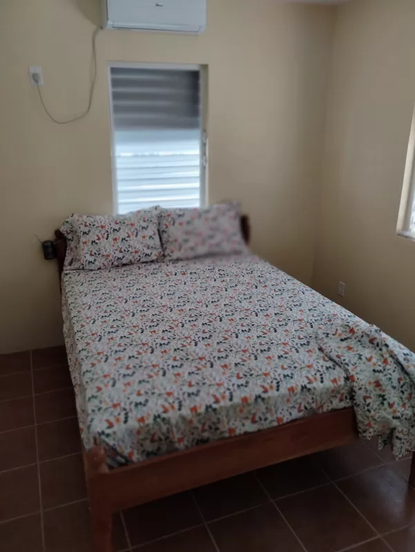 Downstairs bedroom has a queen bed and AC. 